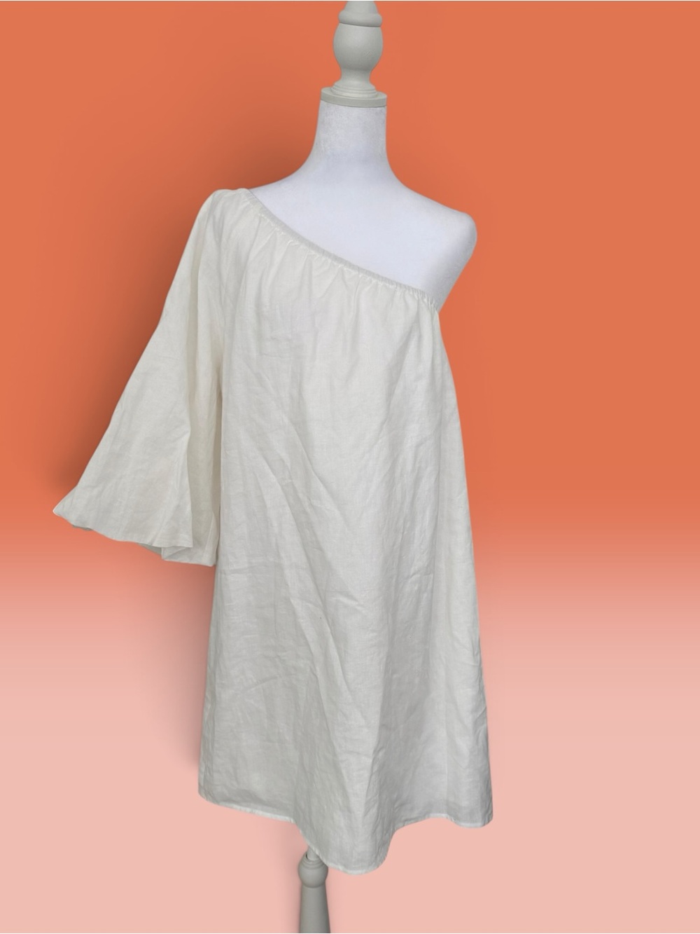 Vici One-Shoulder Cream Linen Dress Size Small-Medium